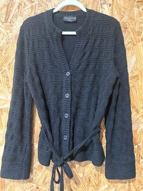 James Kenrob by Dalton Vintage 70s Button-Front Cardigan w/ Belt, Size 16